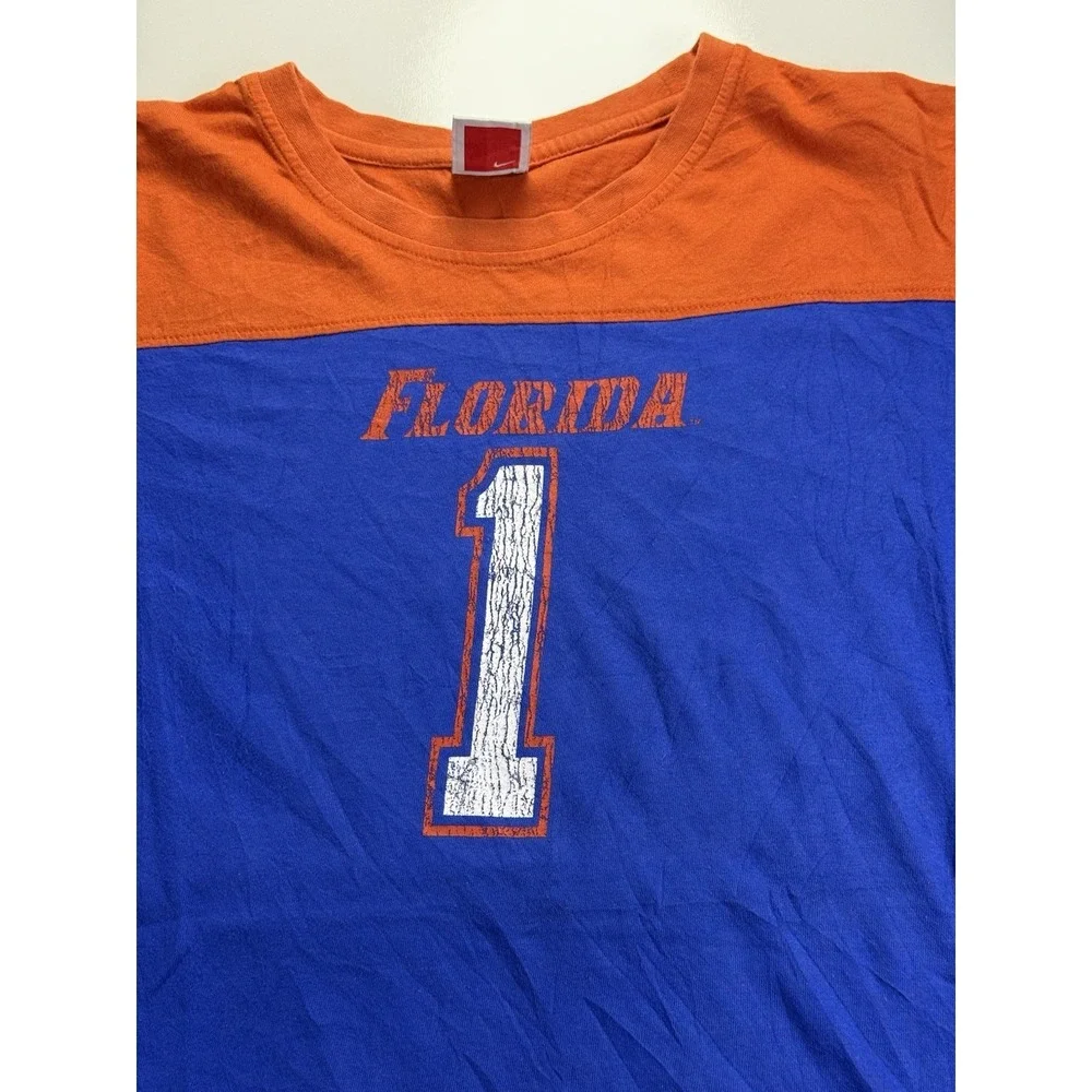FLORIDA GATORS Nike Team‎ #1 Blue Orange Football Jersey Tee XL Vintage
